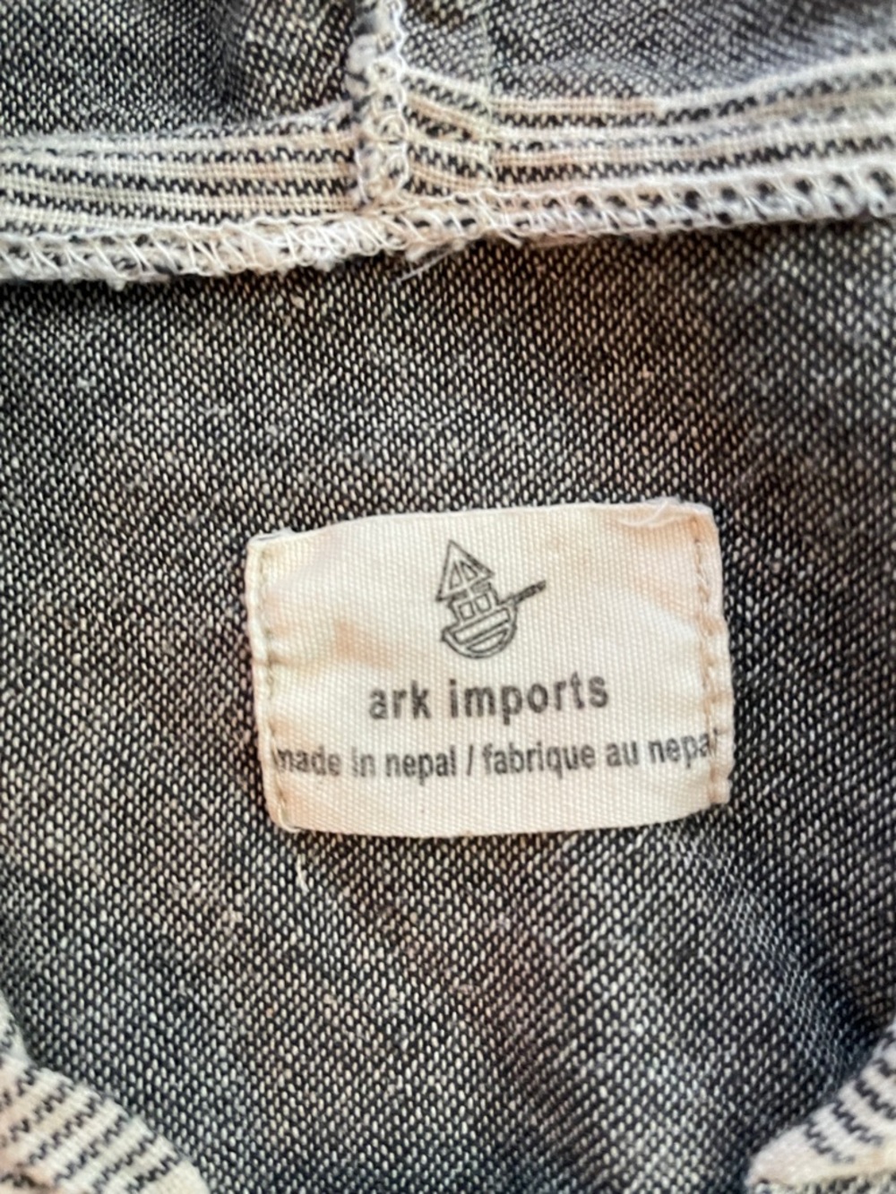 ARK IMPORTS Nepal Boho Cotton Hooded Kangaroo Wooden Button Hippie Coastal Top - Picture 3 of 12